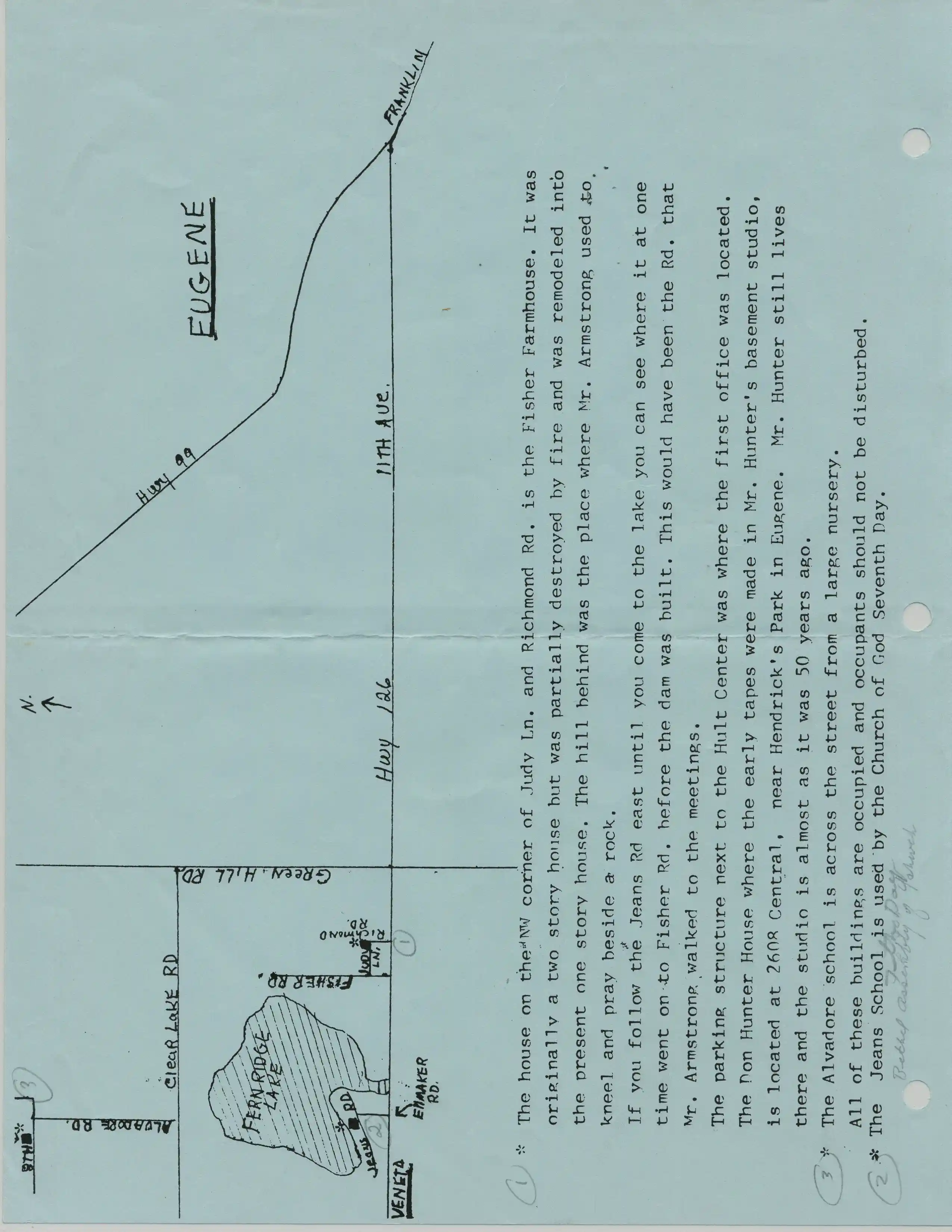 Eugene  church history sites Map 9-30-85(Eugene FoT Bulletin 1985)